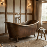 Load image into Gallery viewer, Hammered Clawfoot Copper Double Slipper Tub
