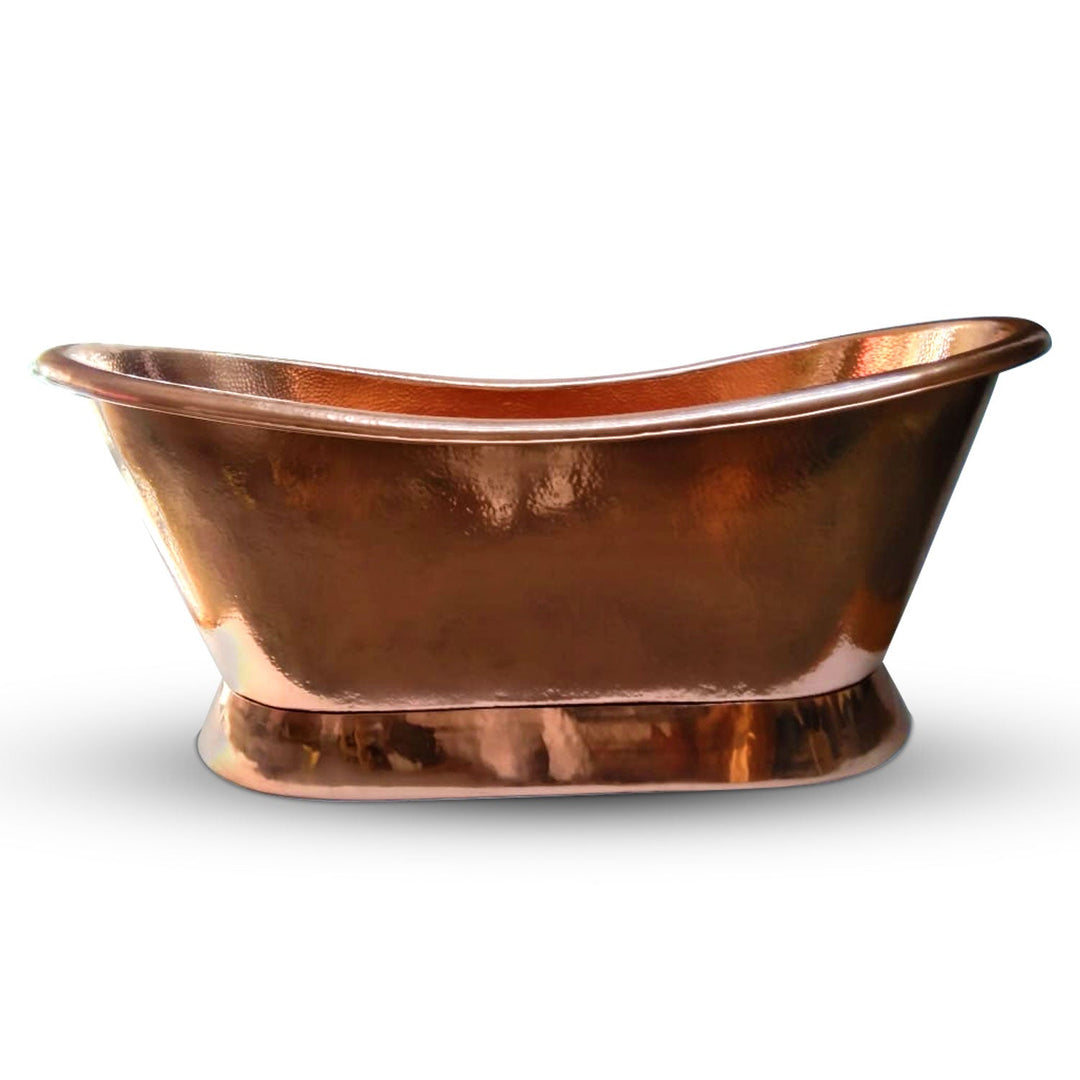 Slanting Base Hammered Polished Full Copper Bathtub