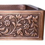 Load image into Gallery viewer, Single Bowl Vine Design Front Apron Copper Kitchen Sink
