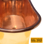 Load image into Gallery viewer, Straight Base Copper Bathtub Polished Copper Interior &amp; RAL 1003 Signal Yellow Exterior
