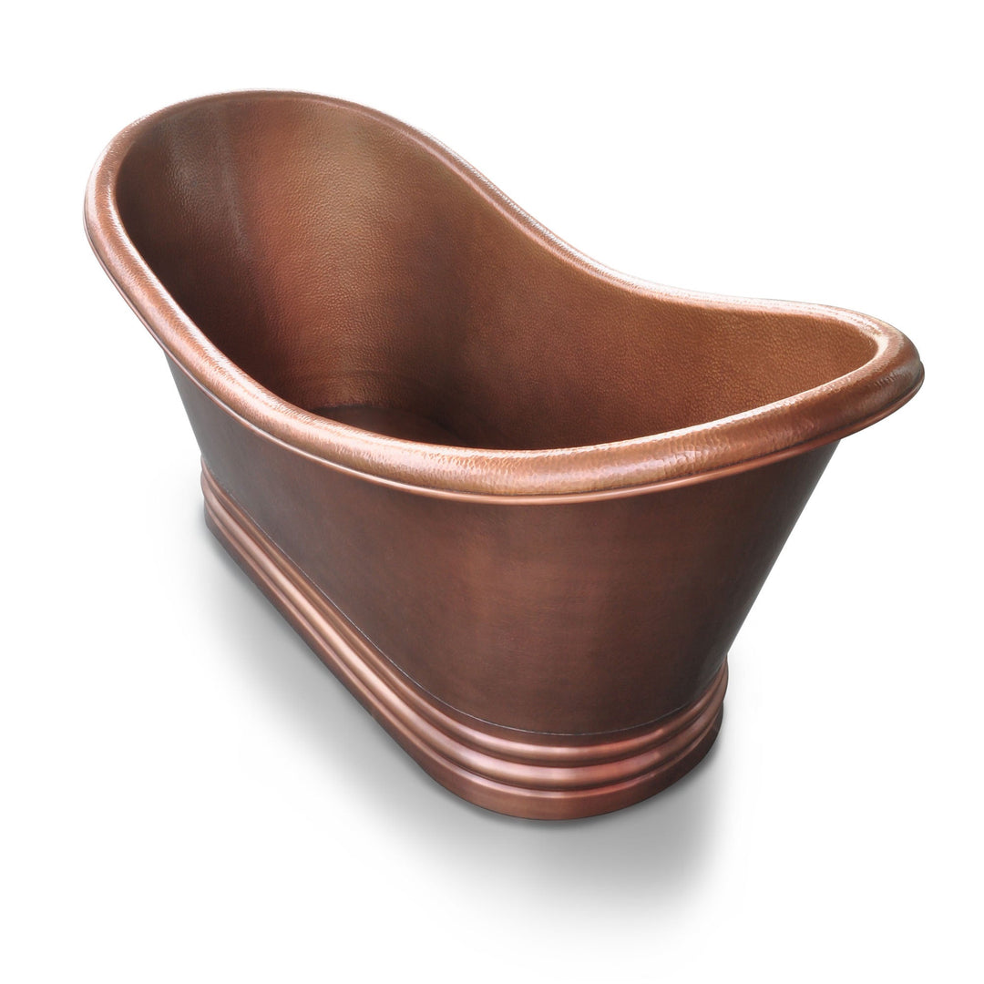 Ribbed Base Hammered Antique Copper Freestanding Tub