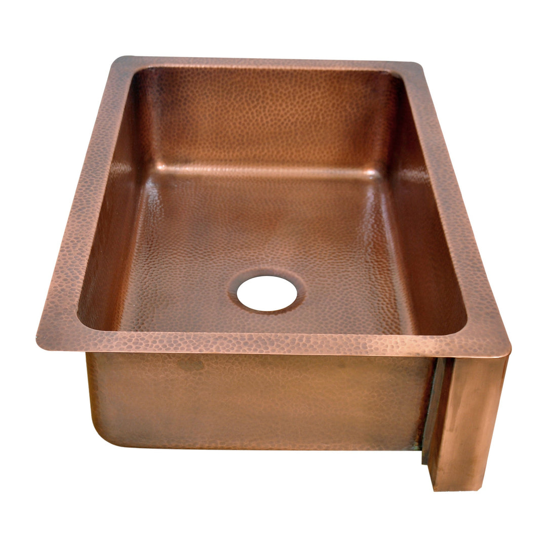 Single Bowl Three Flowers and Petals front Apron Copper Kitchen Sink