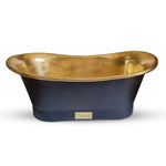 Load image into Gallery viewer, Straight Base Brass Bathtub Black Outside
