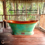 Load image into Gallery viewer, Slanting Base Patina Copper Bathtub - Perfect for Bathing in Nature's Lap
