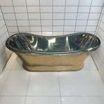 Load image into Gallery viewer, 2000mm Slanting Base Brass Bathtub Nickel Interior
