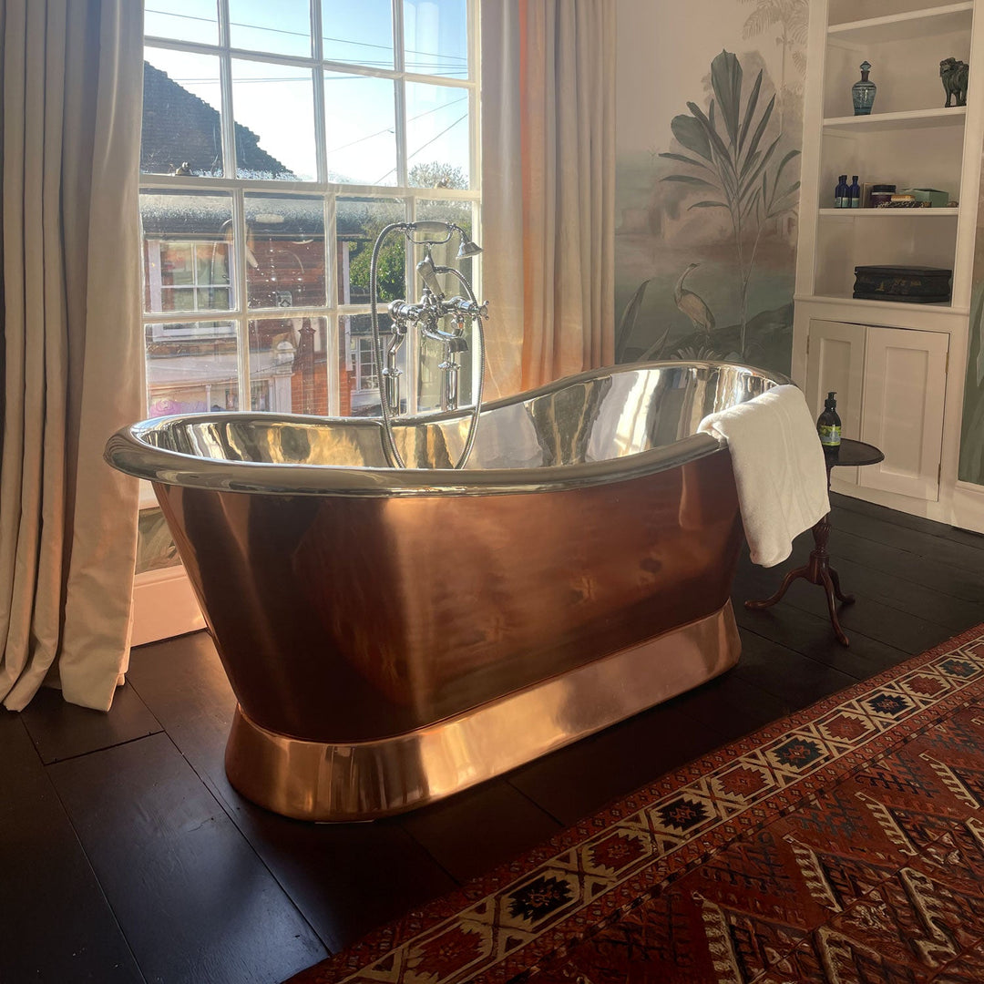 Slanting Base Copper Bathtub Nickel Inside Copper Outside