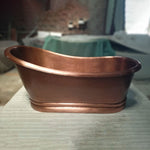Load image into Gallery viewer, Hammered Copper Single Slipper Tub with Smooth Round Pedestal Base
