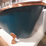 Load image into Gallery viewer, Copper Bathtub RAL 6004 Blue-Green Exterior &amp; Copper Clawfoot Legs
