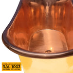 Load image into Gallery viewer, Straight Base Copper Bathtub Polished Copper Interior &amp; RAL 1003 Signal Yellow Exterior
