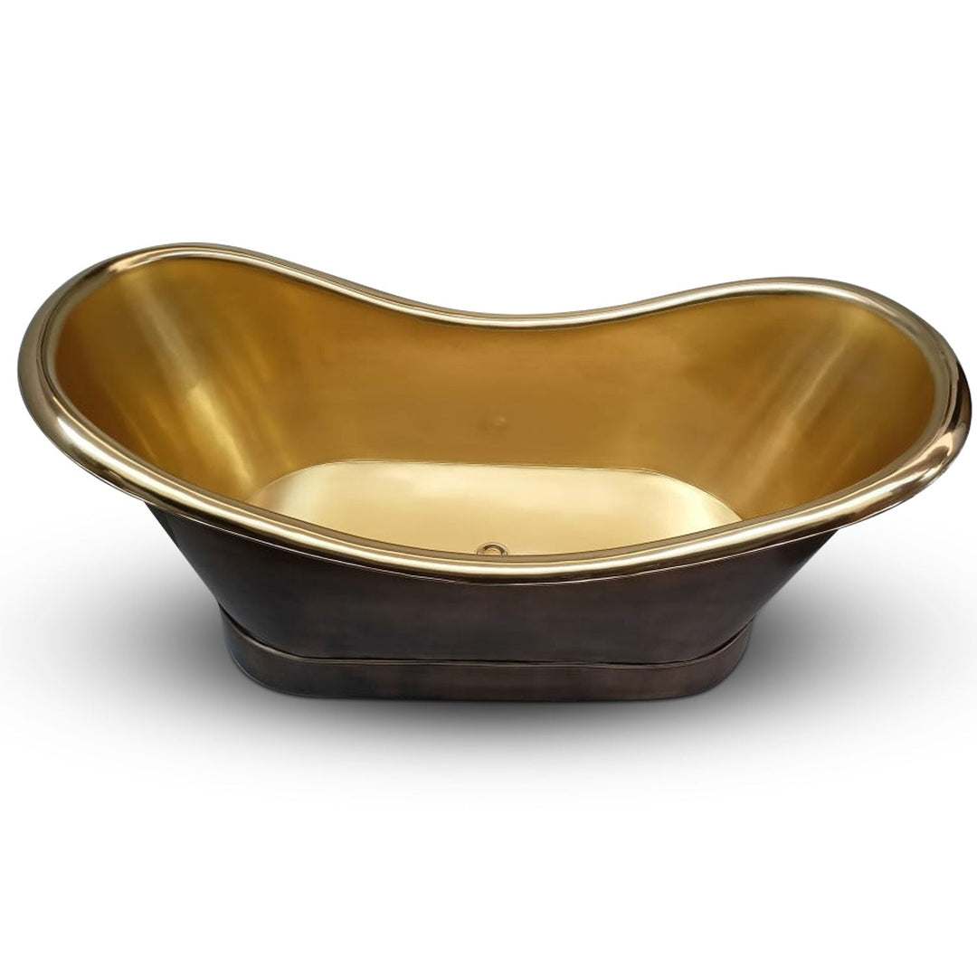 Roll Top Brass Bathtub Polished Interior & Antique Finish exterior