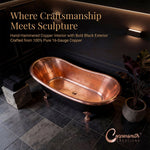 Load image into Gallery viewer, Hammered Clawfoot Copper Bathtub Copper Interior &amp; Black Exterior
