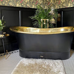 Load image into Gallery viewer, Straight Base Brass Bathtub Black Outside
