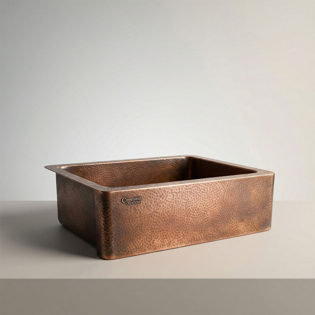 Copper Sink Hammered Front Apron 24.50 x 18.50 x 7 inch