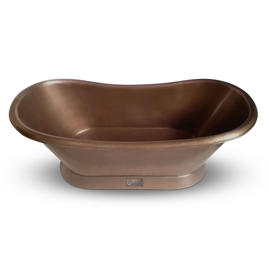 Slanting Base Copper Bathtub Plain Antique Finish