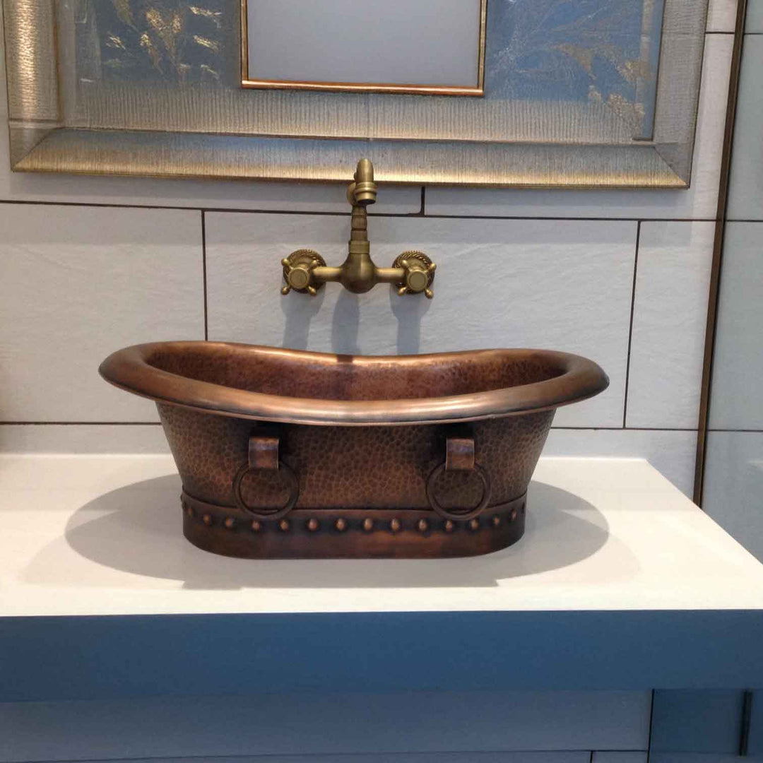 Copper Tub-Style Basin with Ring Handles