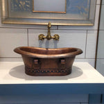 Load image into Gallery viewer, Copper Tub-Style Basin with Ring Handles
