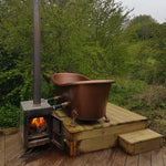 Load image into Gallery viewer, Hammered Clawfoot Copper Double Slipper Tub

