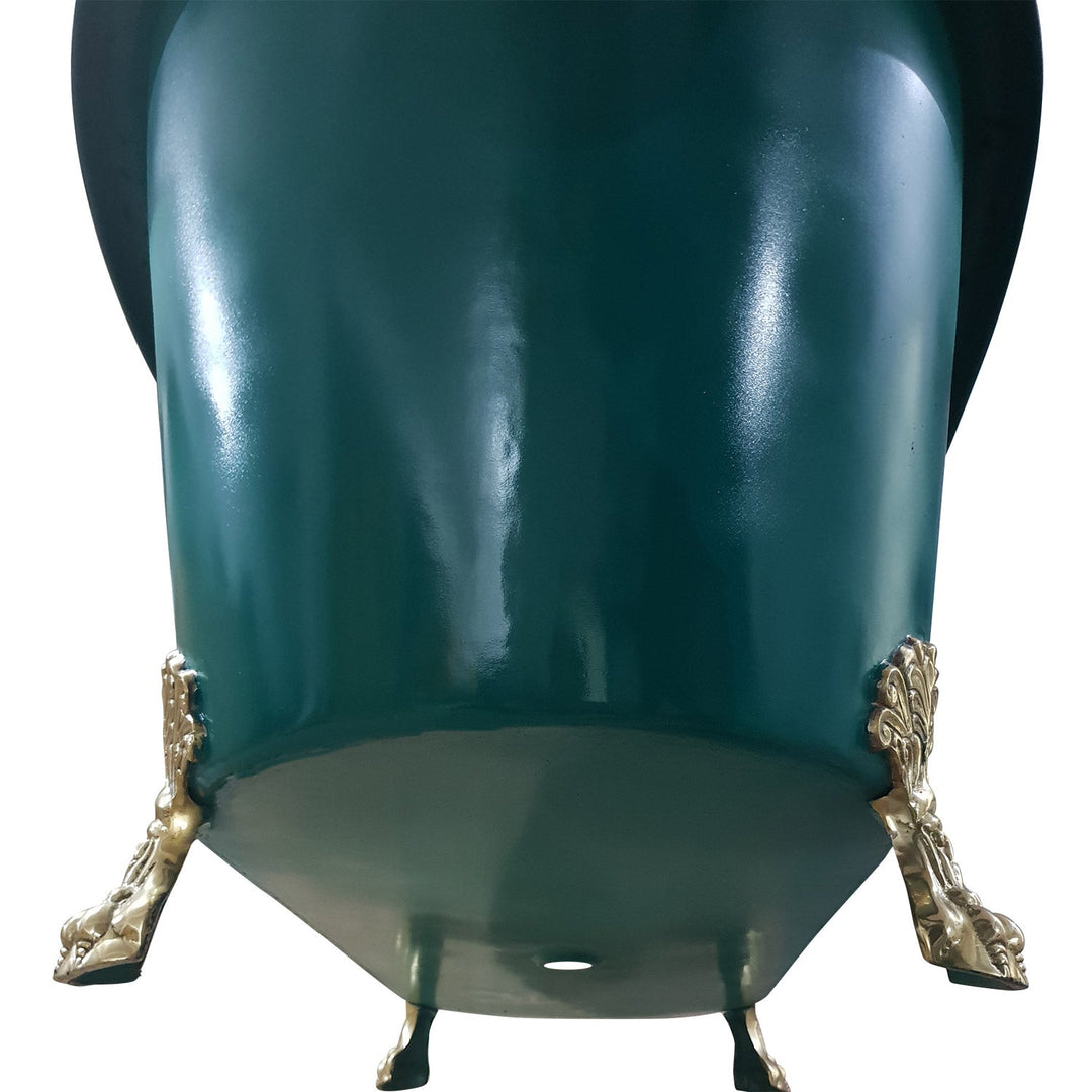 Copper Bathtub RAL 6004 Blue-Green Exterior & Brass Clawfoot Legs