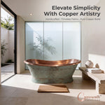 Load image into Gallery viewer, Slanting Base Copper Bathtub Hammered Antique Copper Interior &amp; Patina Exterior Finish
