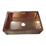 Load image into Gallery viewer, Single Bowl Smooth Front Apron Copper Kitchen Sink Plain Shining Copper Finish
