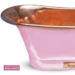 Load image into Gallery viewer, Straight Base Copper Bathtub Polished Copper Interior &amp; RAL4003 Exterior
