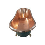 Load image into Gallery viewer, Copper Bathtub RAL 6004 Blue-Green Exterior &amp; Brass Clawfoot Legs
