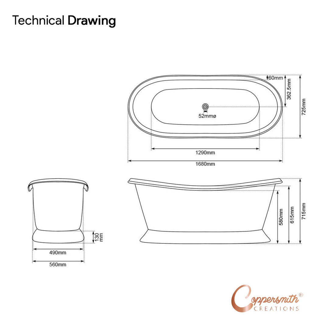 Slanting Base Patina Copper Bathtub - Perfect for Bathing in Nature's Lap