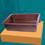 Load image into Gallery viewer, Single Bowl Hammered Front Apron Copper Kitchen Sink Antique Finish
