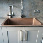 Load image into Gallery viewer, Single Bowl Single Wall Hammered Copper Kitchen Sink Unlacquered Dark Antique Finish (without front apron)
