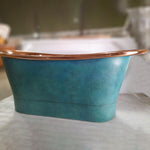 Load image into Gallery viewer, Straight Base Copper Bathtub Polish Copper Inside &amp; Patina Exterior
