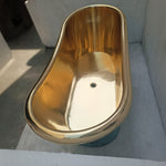 Load image into Gallery viewer, Slanting Base Brass Bathtub Polished Brass Inside &amp; Patina Outside

