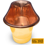 Load image into Gallery viewer, Straight Base Copper Bathtub Polished Copper Interior &amp; RAL 1003 Signal Yellow Exterior
