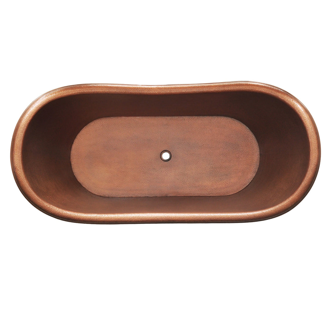 Ribbed Base Hammered Antique Copper Freestanding Tub