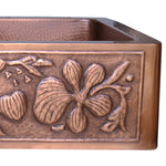 Load image into Gallery viewer, Double Bowl Sunflower Design Front Apron Copper Kitchen Sink
