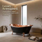Load image into Gallery viewer, Hammered Clawfoot Copper Bathtub Copper Interior &amp; Black Exterior
