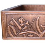 Load image into Gallery viewer, Single Bowl Flower Front Apron Copper Kitchen Sink
