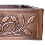 Load image into Gallery viewer, Single Bowl Petal Front Apron Copper Kitchen Sink
