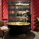 Load image into Gallery viewer, Round Brass Bathtub Matt Black Exterior &amp; Polish Brass Interior
