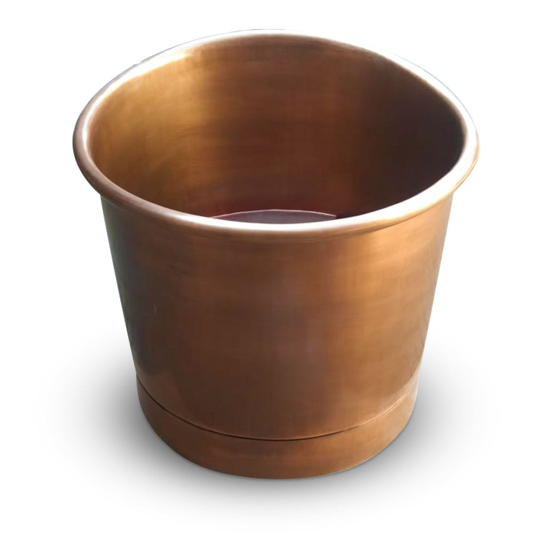 30-Inch Round Japanese Soaking Style Antique Finish Copper Bathtub