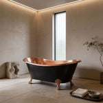 Load image into Gallery viewer, Hammered Clawfoot Copper Bathtub Copper Interior &amp; Black Exterior

