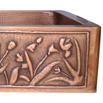 Load image into Gallery viewer, Single Bowl Flower Front Apron Copper Kitchen Sink
