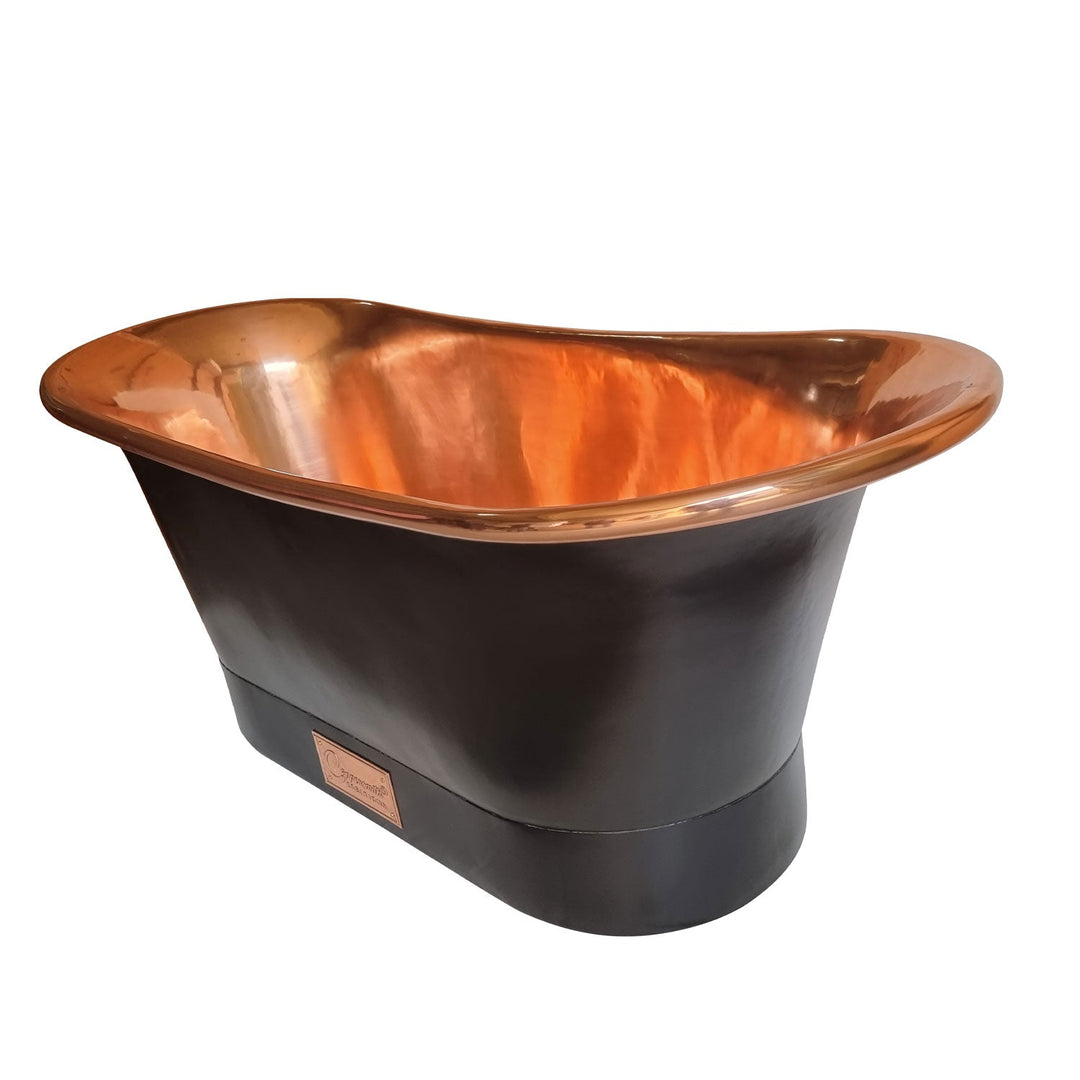 Straight Base Copper Bathtub Black Outside
