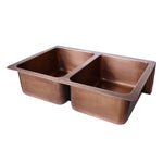 Load image into Gallery viewer, Double Bowl Sunflower Design Front Apron Copper Kitchen Sink
