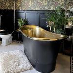 Load image into Gallery viewer, Straight Base Brass Bathtub Black Outside
