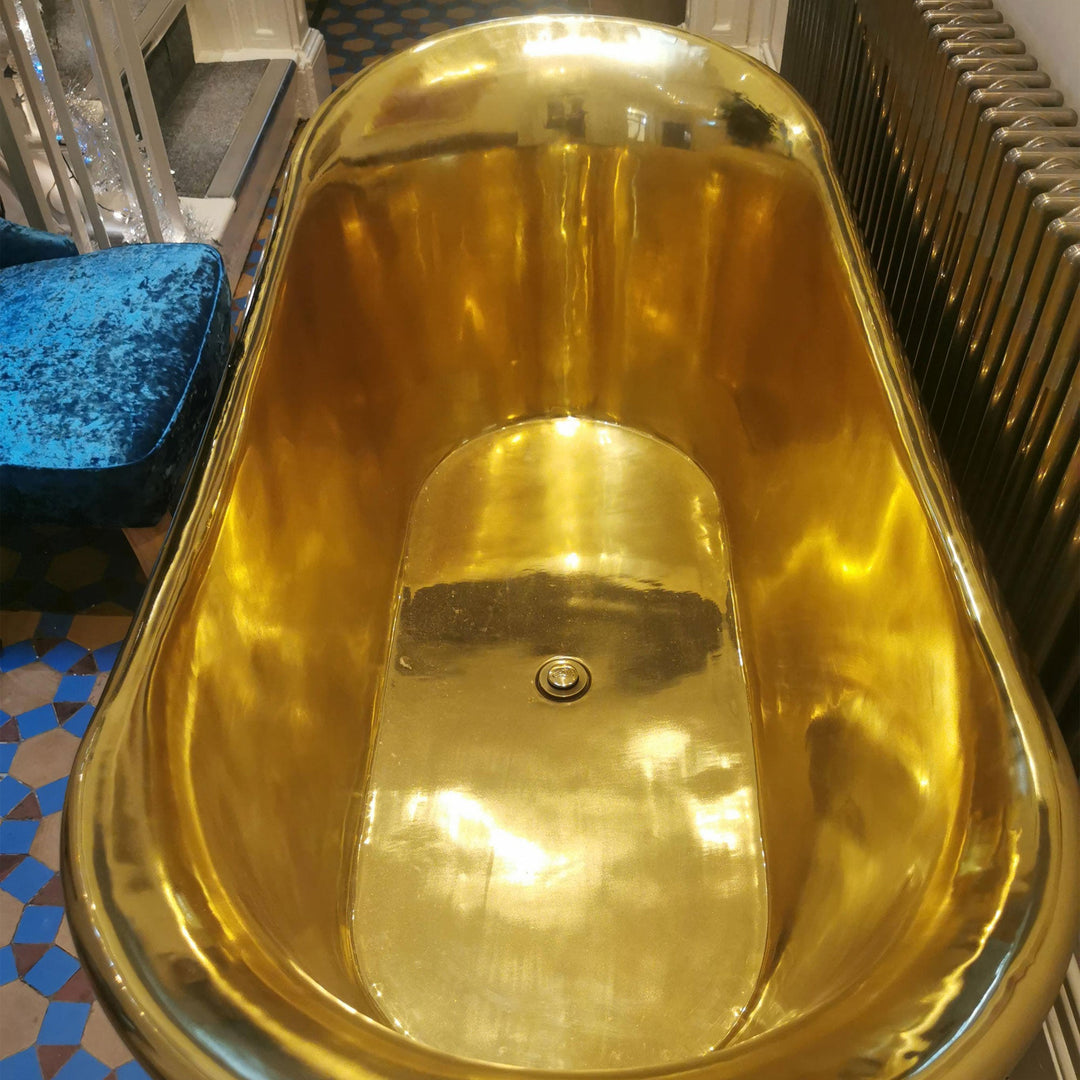 Straight Base Brass Bathtub Full Polished Brass Finish