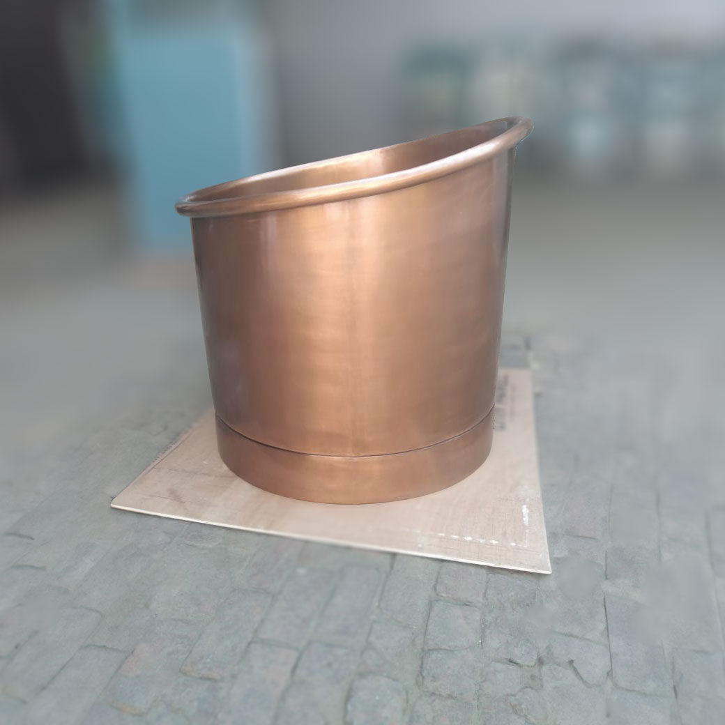 30-Inch Round Japanese Soaking Style Antique Finish Copper Bathtub