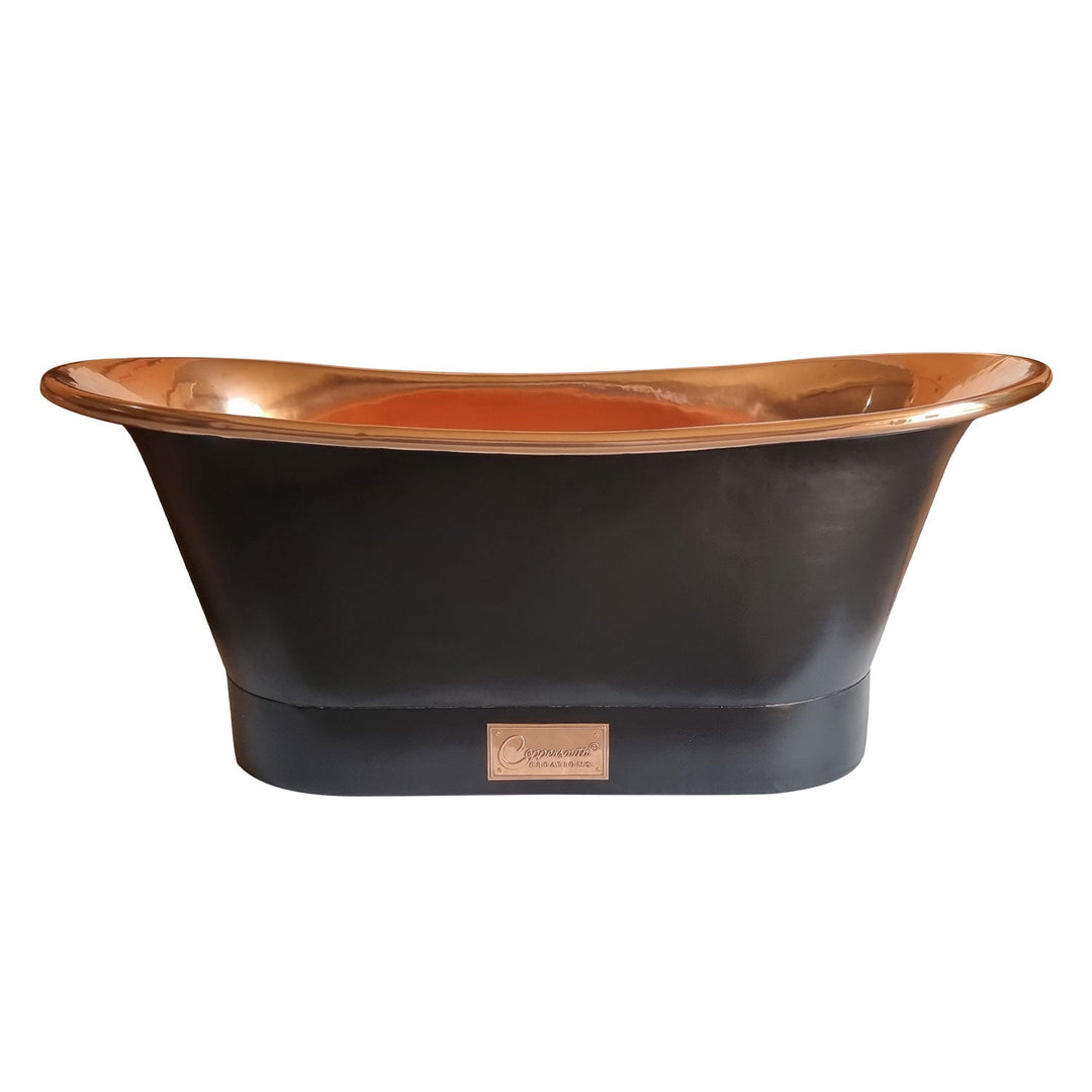 Straight Base Copper Bathtub Black Outside