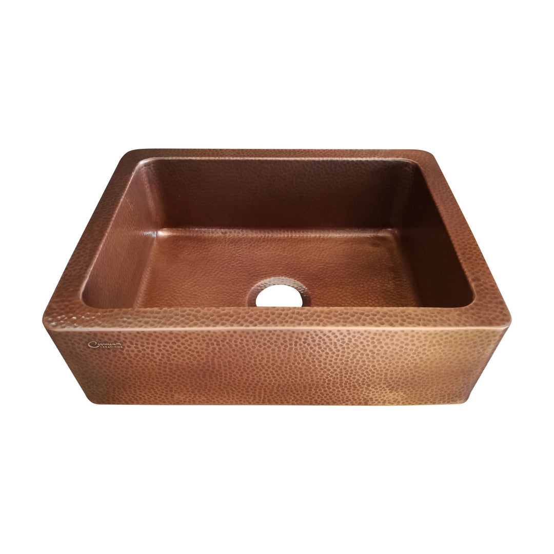 Copper Sink Hammered Front Apron 24.50 x 18.50 x 7 inch