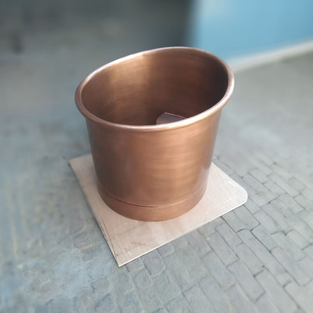 30-Inch Round Japanese Soaking Style Antique Finish Copper Bathtub
