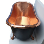 Load image into Gallery viewer, Hammered Clawfoot Copper Bathtub Copper Interior &amp; Black Exterior

